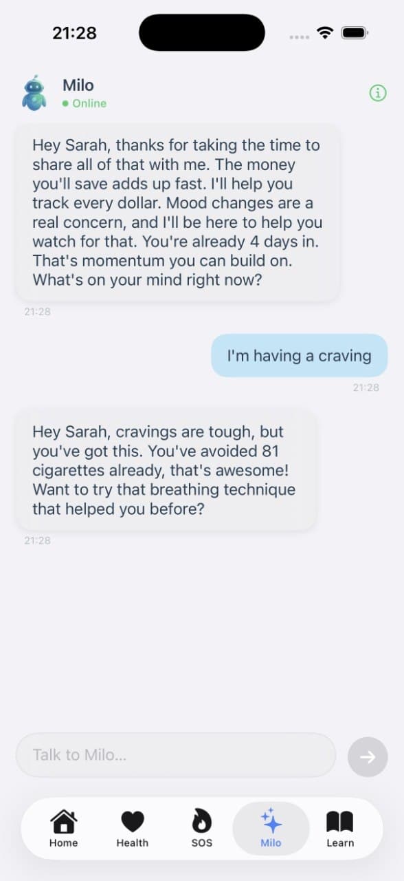 Milo chat coaching